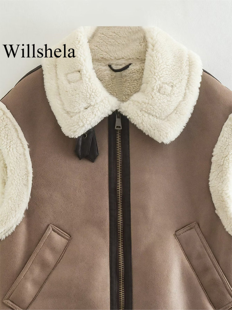 Women's Vests Willshela Women Fashion Splice Vest Front Zipper Vintage Lapel Neck Sleeveless Jacket Chic Lady Warm Waistcoat Outfits 230215