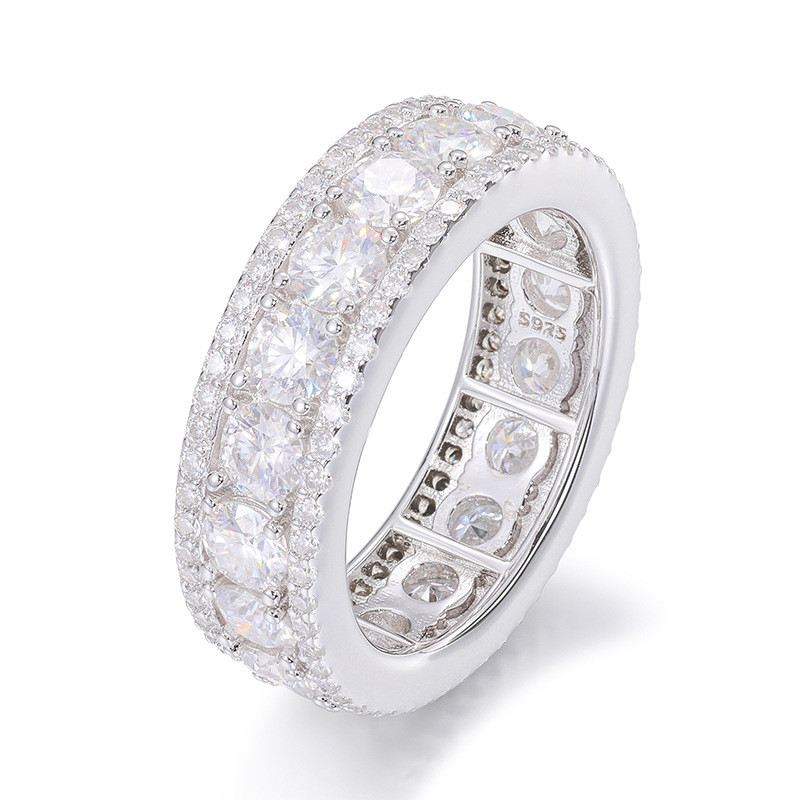 Unisex Fashion 925 Sterling Silver Bling Moissanite Diamond Ring for Men Women Jewelry Gift Size 6-12