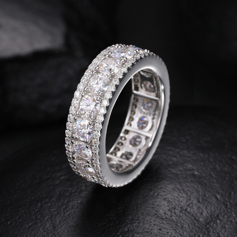 Unisex Fashion 925 Sterling Silver Bling Moissanite Diamond Ring for Men Women Jewelry Gift Size 6-12