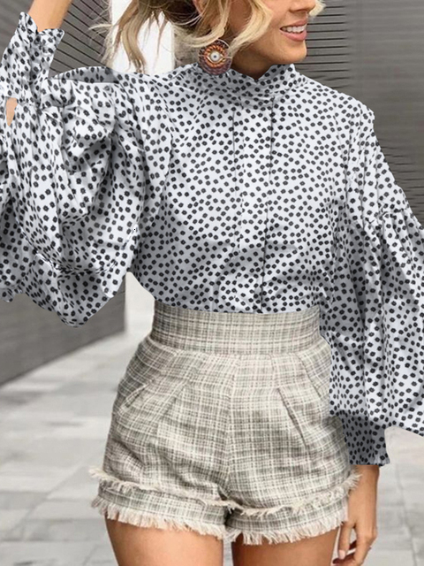Women's Blouses Shirts Celmia Big Lantern Sleeve Women Blouses Elegant Streetwear Party White Shirts Fashion Stand Collar Casual Loose Blusas Top