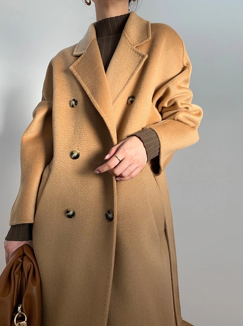 Elegant Womens Cashmere Coat Stylish Midlength Wool Jacket For Autumn & Winter Fashion