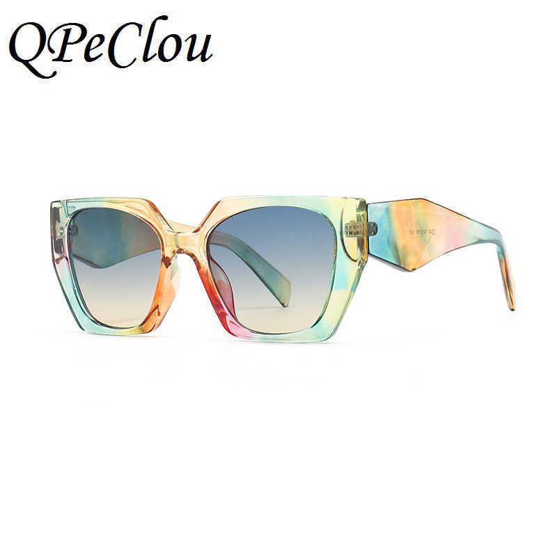 Sunglasses 2022 Summer New Fashion Square Leopard Sunglasses Women Brand Unique Rainbow Sun Glasses Female Anti-blue Eyeglasses Men Shades G230214