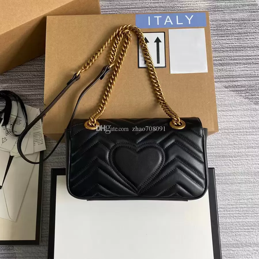 10A Famous Designer bags 22cm 446744 Marmont matelasse mini bag High-End woman shoulder bag genuine leather crossbody bagss fashion lady chain bag purse With box G220