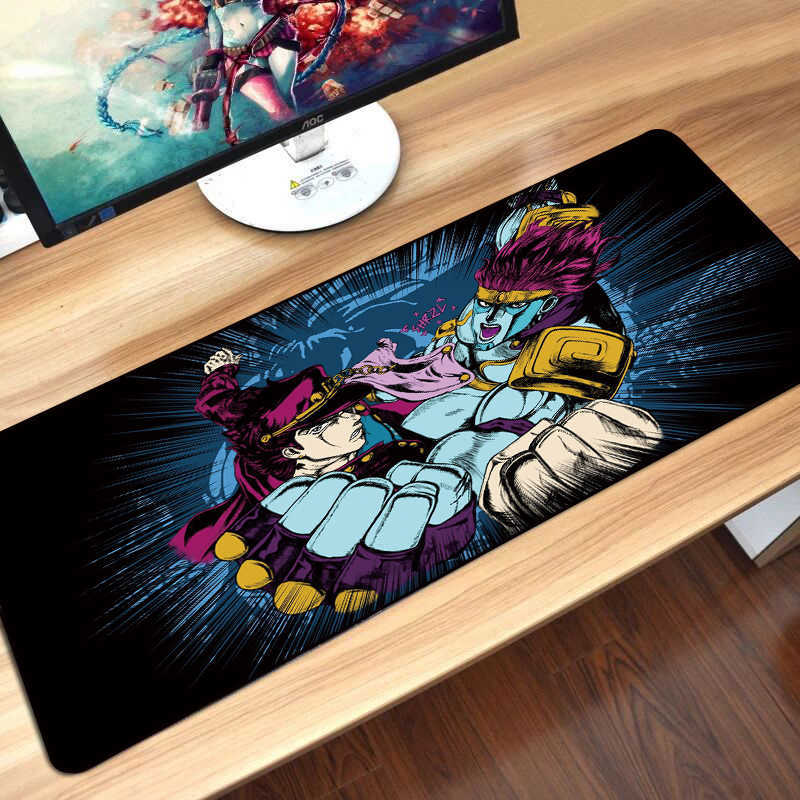 Mouse Pads Wrist Rests 80x30cm Gaming Mousepad Locking Edge Anime Computer Rubber Mouse Pad for JOJO Bizarre Adventure Large Cartoon Keyboard Desk Mat