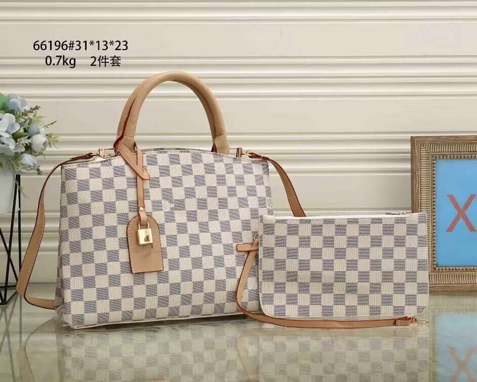 Women Luxurys Designer Bags 2pcs Messenger Handbag Lady Tote Fashion Vintage Printing Shoulder Bag Classic Crossbody Bag Stock Wallet LVS Louiseities Viutonities