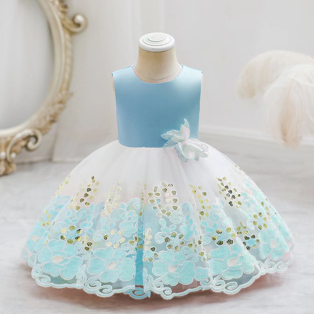 Flower Girl Dresses For Weddings Cute Lovely Girl's Pageant Dresses Sequins Crystal Ruffles A Line Tulle baby birthday gowns modern holy communio