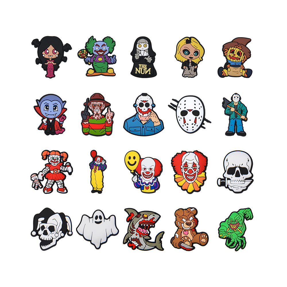 Cartoon Horror Movie Character Shoe Charms Accessories DIY PVC Halloween eva clog Sandals Shoe Decoration Kids Party Gift