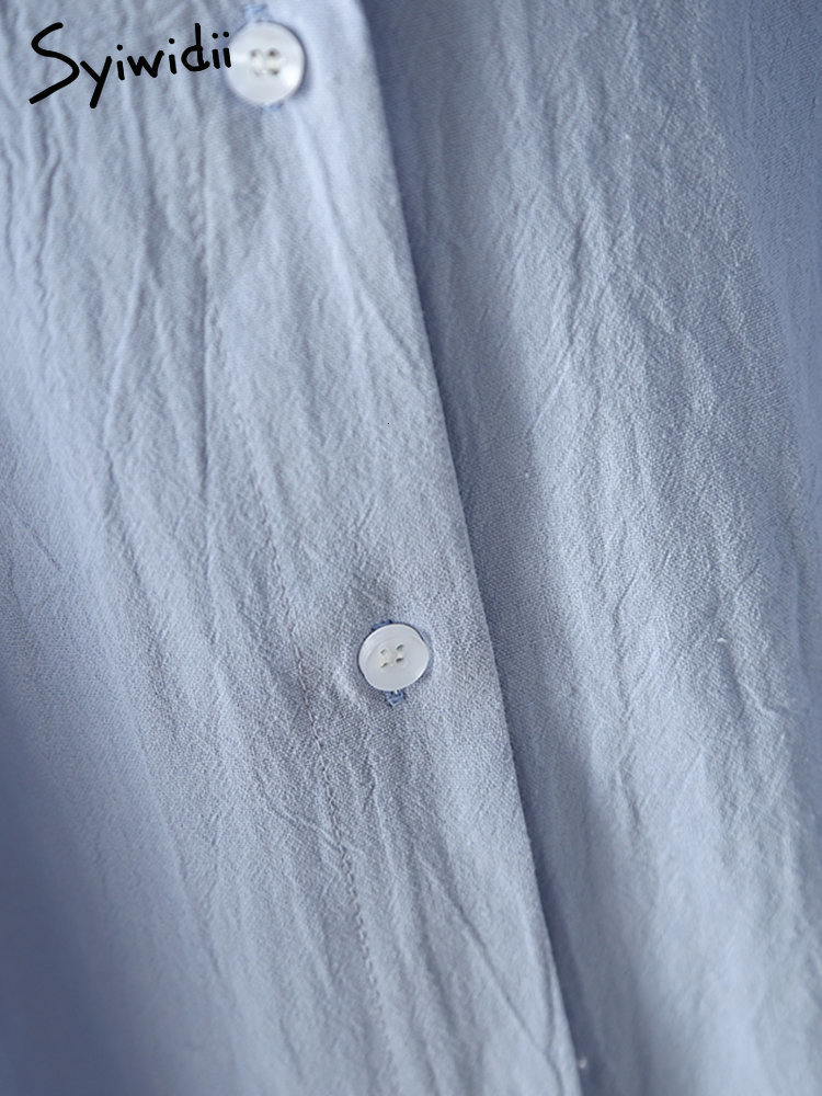 Casual Dresses Syiwidii Long White Shirt Dress for Women Linen Cotton Spring Summer Korean Clothing Vintage Oversized Midi Robe 230216