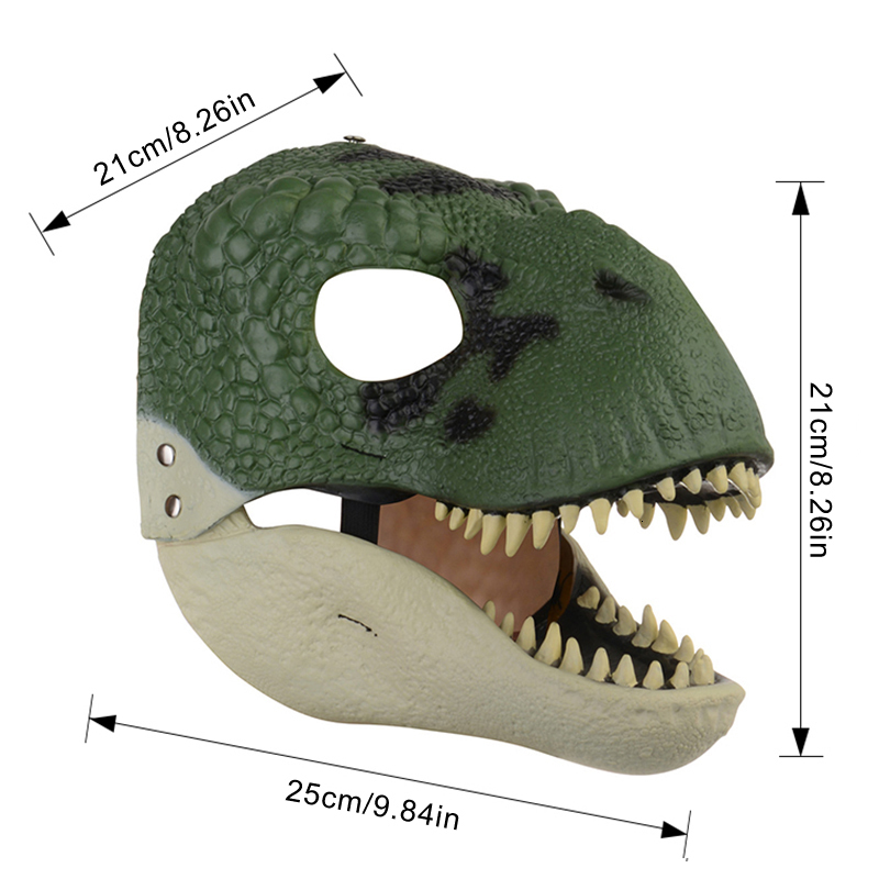 Party Masks 3D Dinosaur Mask Horror Dragon Latex Headgear Masquerade Cosplay Costume Jurassic Raptor Dino Moving Jaw Lifelike 230216