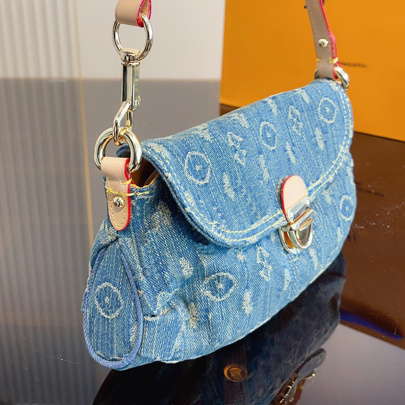 2425 Designer Women Mini Pretty Denim Shoulder Bag France Luxury Brand L Monograms Flowers Printed Canvas Underarm Handbag Lady Double Straps Crossbody Hobo Bags