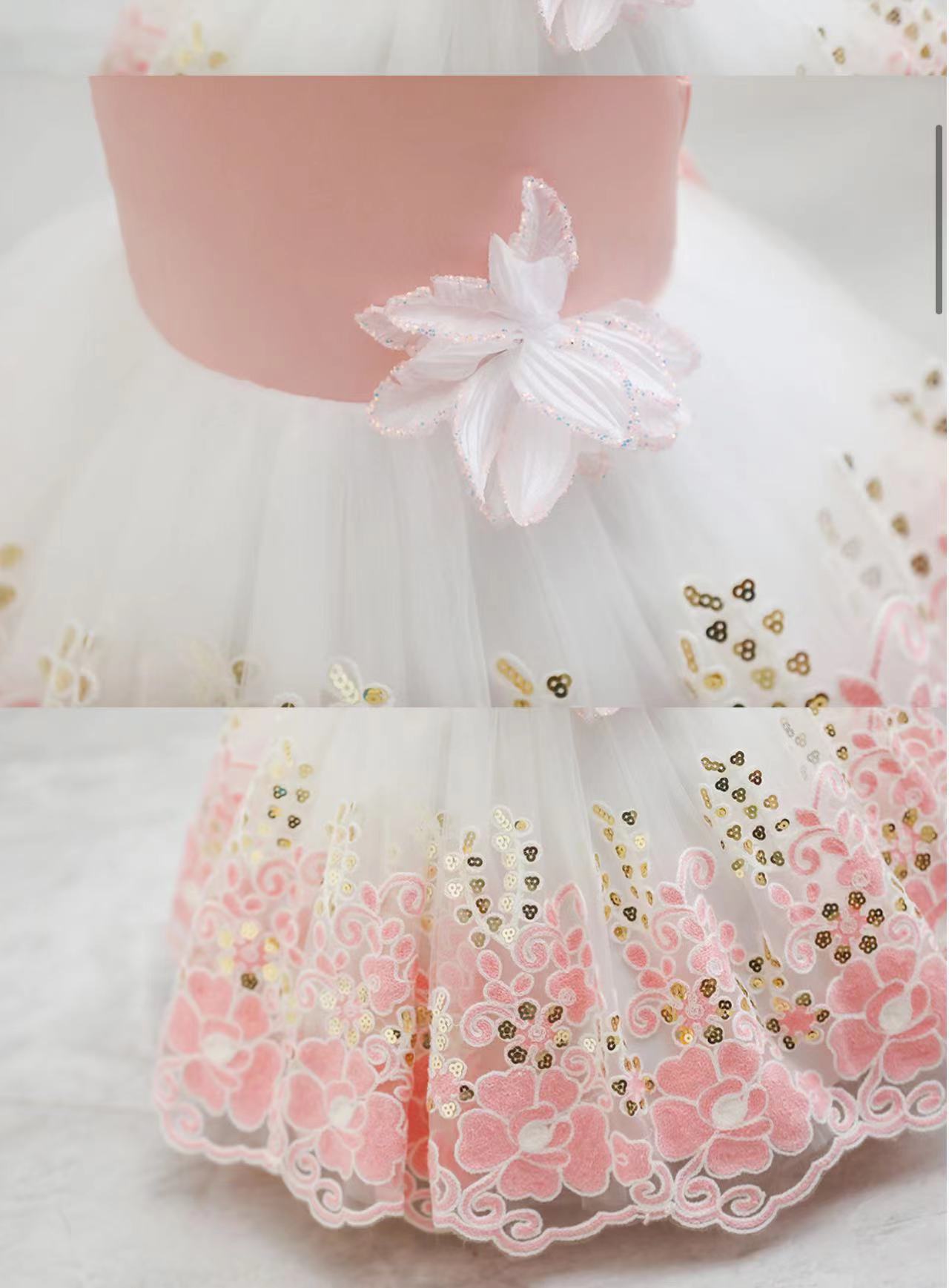 Flower Girl Dresses For Weddings Cute Lovely Girl's Pageant Dresses Sequins Crystal Ruffles A Line Tulle baby birthday gowns modern holy communio