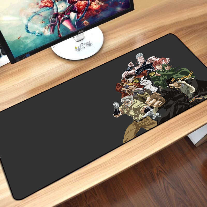 Mouse Pads Wrist Rests 80x30cm Gaming Mousepad Locking Edge Anime Computer Rubber Mouse Pad for JOJO Bizarre Adventure Large Cartoon Keyboard Desk Mat
