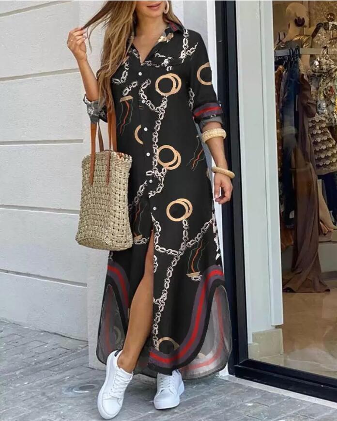 Casual Dresses Women Fashionable Shirt-style Button Dress Ladies Long Street Large Size Loose Home Commuter Print, Black
Casual Dresses Women Fashionable Shirt-style Button Dress Ladies Long Street Large Size Loose Home Commuter Print, Black