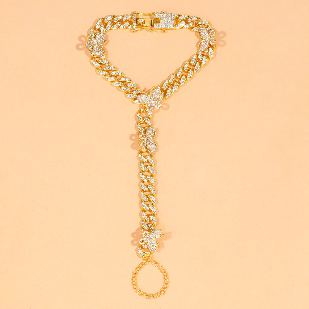 Anklets Cuban Butterfly High Heel for Women Quality Bracelet Crystal Hip Hop Foot Toe Ring Beach Jewelry Sandal Gifts 230216