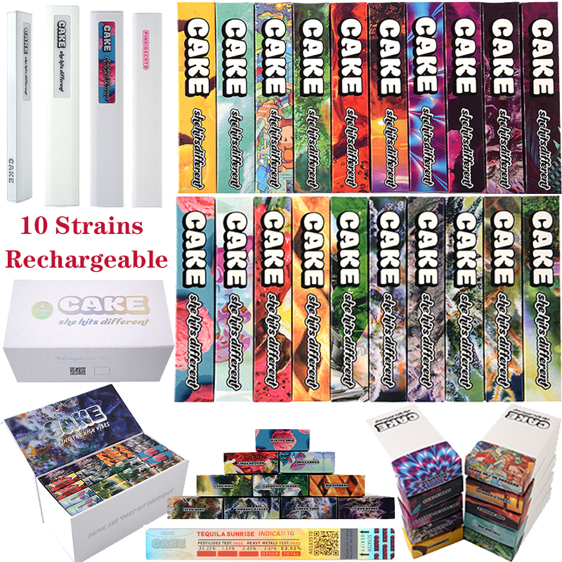 New Cake E Cigarette Rechargeable Disposable Vape Pen 1ml Starter Kit Vapes Cartridges Empty Carts Device Pods Vaporizer She Hit Different 10 Flavors 280mah Battery
New Cake E Cigarette Rechargeable Disposable Vape Pen 1ml Starter Kit Vapes Cartridges Empty Carts Device Pods Vaporizer She Hit Different 10 Flavors 280mah Battery