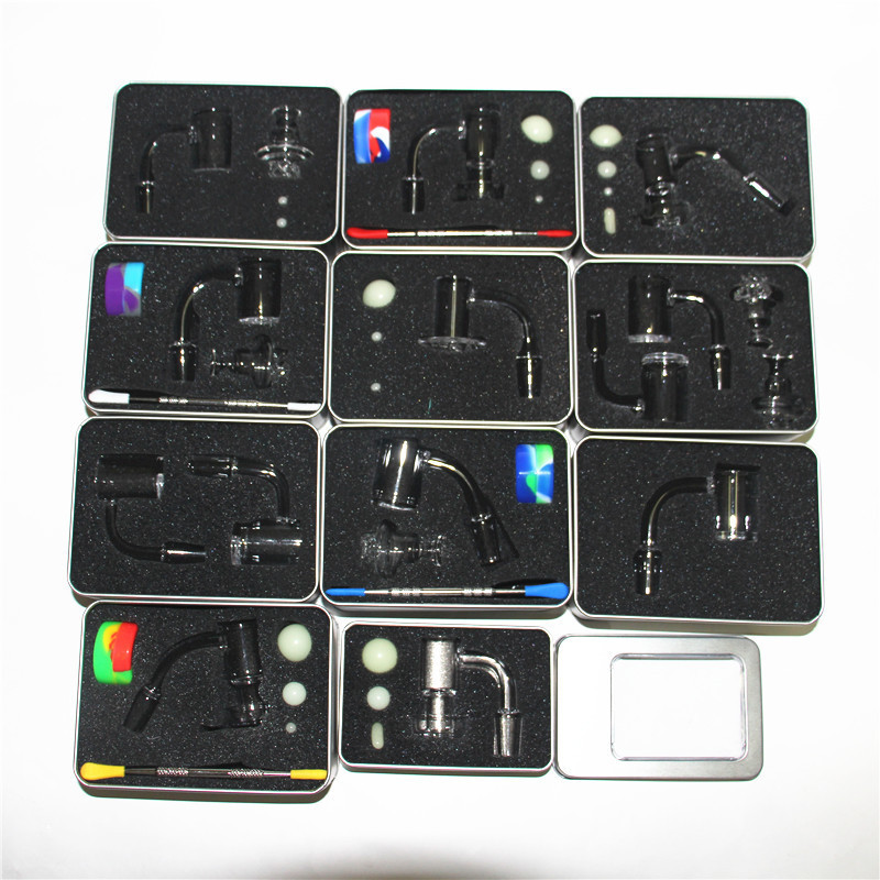 Hookahs Fully Weld Blender Spin Quartz Banger Nail Terp Slurper Beveled Edge Nails 10mm 14mm Male Metal Box Packaging glass ash catcher