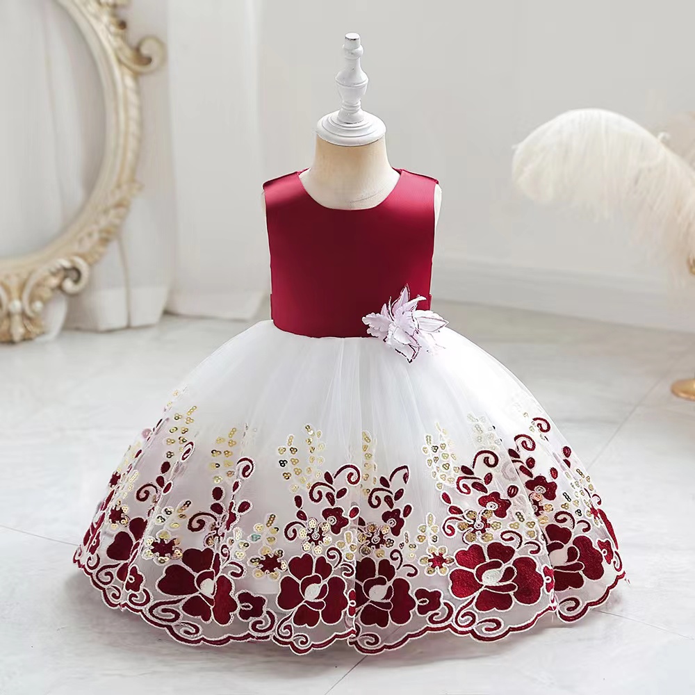 Flower Girl Dresses For Weddings Cute Lovely Girl's Pageant Dresses Sequins Crystal Ruffles A Line Tulle baby birthday gowns modern holy communio