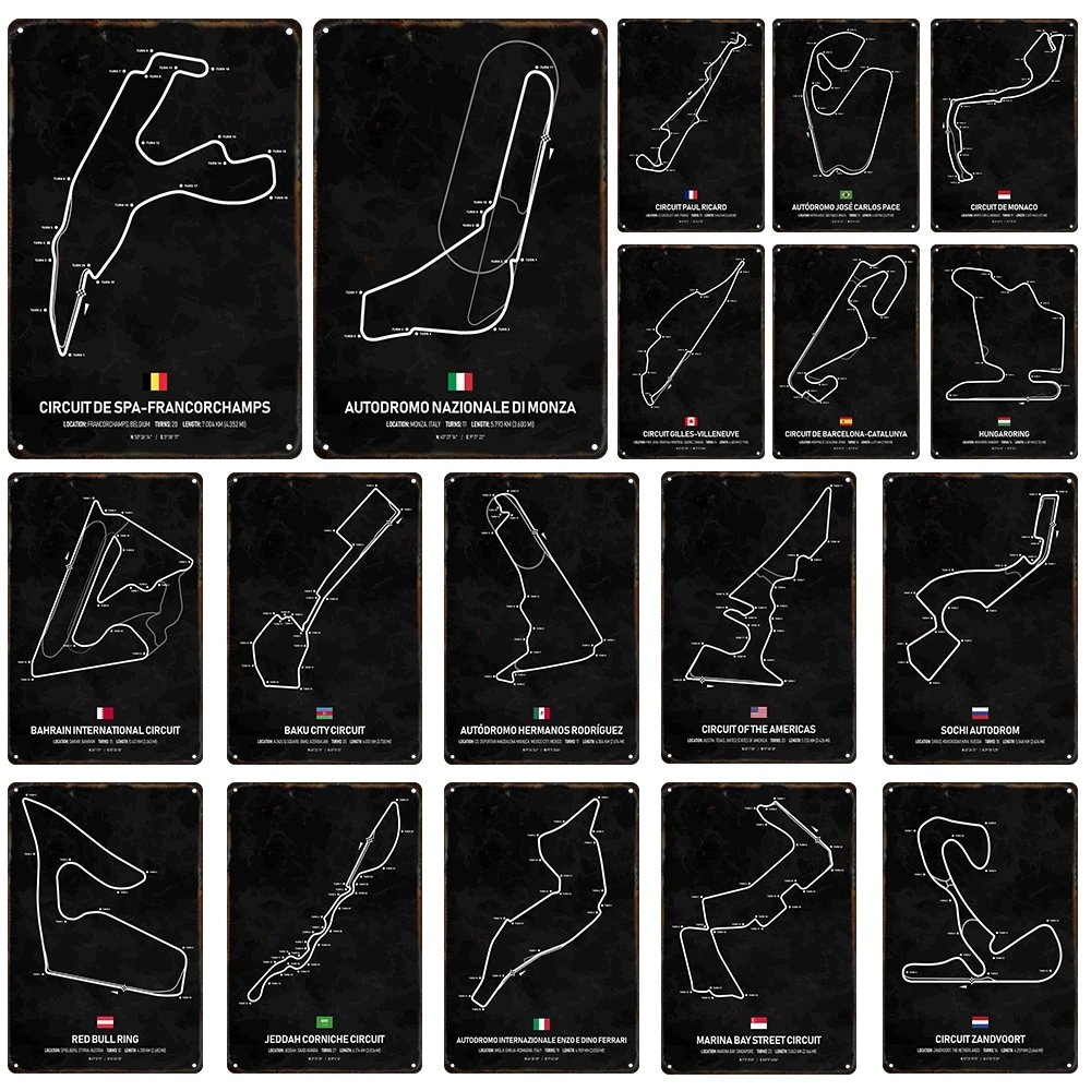 Formula 1 Racing Track Route art painting Metal Tin Iron Wall Decoration Plaque Art Poster Plate Men Cave Garage Bar Bedroom Home Decor Gift size 30X20CM w02
Formula 1 Racing Track Route art painting Metal Tin Iron Wall Decoration Plaque Art Poster Plate Men Cave Garage Bar Bedroom Home Decor Gift size 30X20CM w02