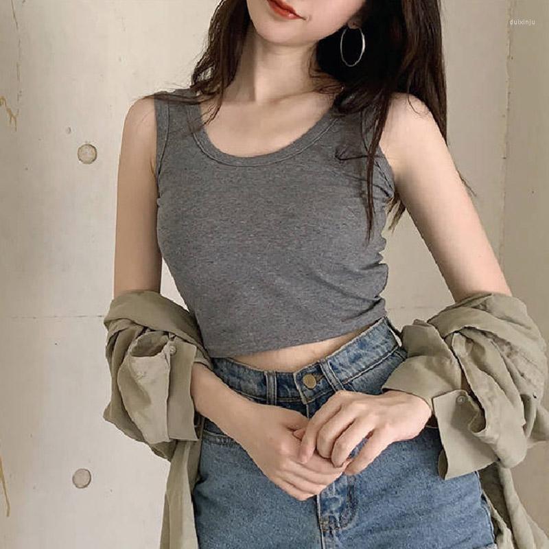Camisoles & Tanks Women Casual Sleeveless Short Tank Tops Summer Female Round Neck Solid Color Vest Fashion White Black Gray Skinny Crop Top
Camisoles & Tanks Women Casual Sleeveless Short Tank Tops Summer Female Round Neck Solid Color Vest Fashion White Black Gray Skinny Crop Top