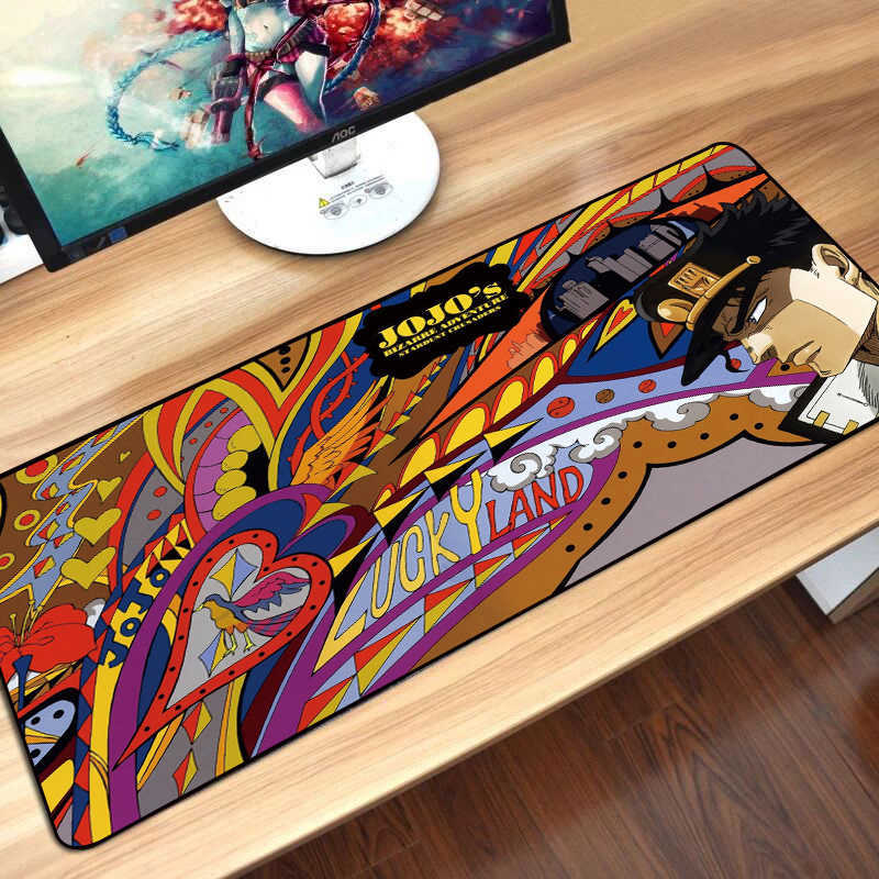 Mouse Pads Wrist Rests 80x30cm Gaming Mousepad Locking Edge Anime Computer Rubber Mouse Pad for JOJO Bizarre Adventure Large Cartoon Keyboard Desk Mat