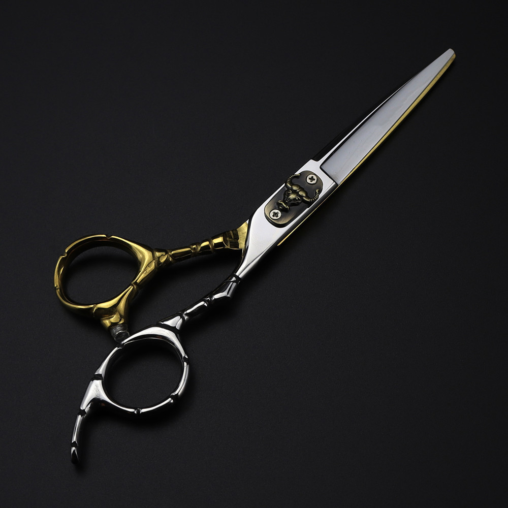Haircutting Shear Scissors Professional Japan 440C Steel 6 Inch Bull Head Hair Cutting Haircut groom shear Thinning Barber Cut Shears Hairdressing Sci