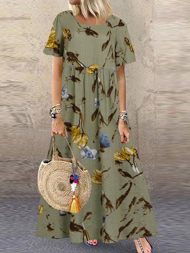 Casual Dresses ZANZEA Fashion Summer Maxi Dress Women' Printed Sundress Short Sleeve Vestidos Female High Waist Robe Femme 230216, A1 green cottonrayon
Casual Dresses ZANZEA Fashion Summer Maxi Dress Women' Printed Sundress Short Sleeve Vestidos Female High Waist Robe Femme 230216, A1 green cottonrayon