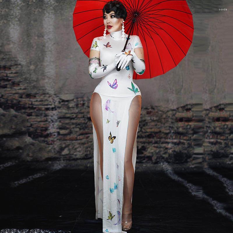 Stage Wear Women Dance DJ Costumes White Butterfly Long Siamese Split Dress Cheongsam Rave Clothes Adult Performance DQS4757, Picture shown
Stage Wear Women Dance DJ Costumes White Butterfly Long Siamese Split Dress Cheongsam Rave Clothes Adult Performance DQS4757, Picture shown