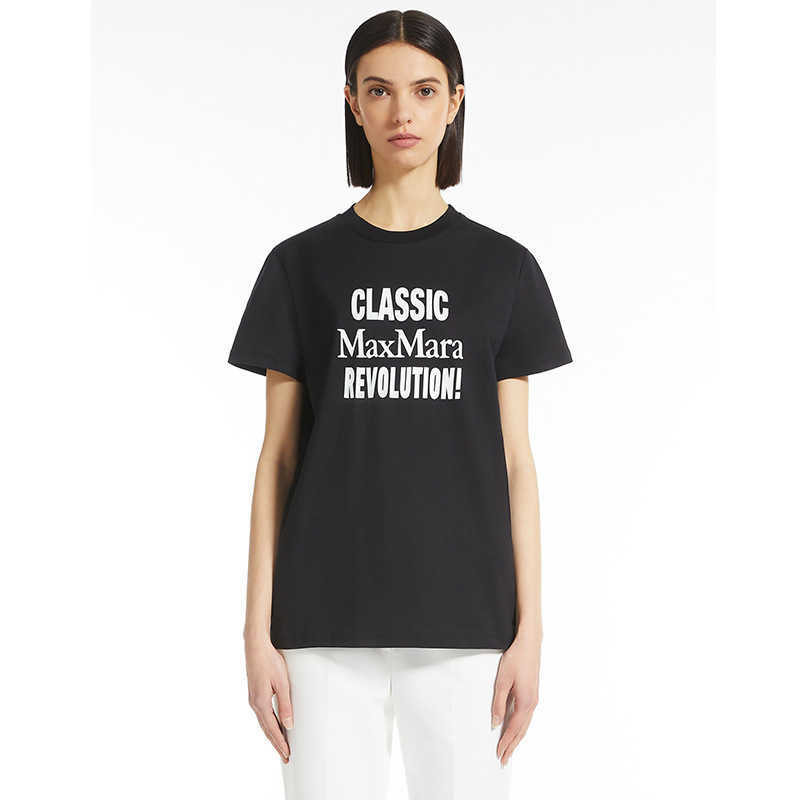 23ss Max Mara Women Designer T shirt Fashion Tops Double-sided Cloth English Letter Printing Cotton Women's Short-sleeved, Black2
23ss Max Mara Women Designer T shirt Fashion Tops Double-sided Cloth English Letter Printing Cotton Women's Short-sleeved, Black2