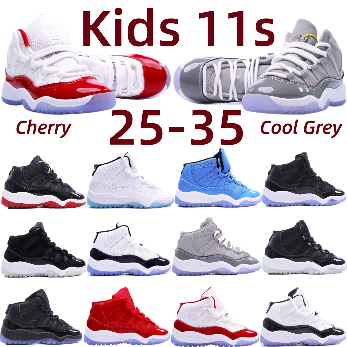 Kids Shoes 11s basketball 11 cherry boys sneakers cool grey Children black sport sneaker girls infants toddler Concord designer trainers baby kid youth outdoor shoe
Kids Shoes 11s basketball 11 cherry boys sneakers cool grey Children black sport sneaker girls infants toddler Concord designer trainers baby kid youth outdoor shoe
