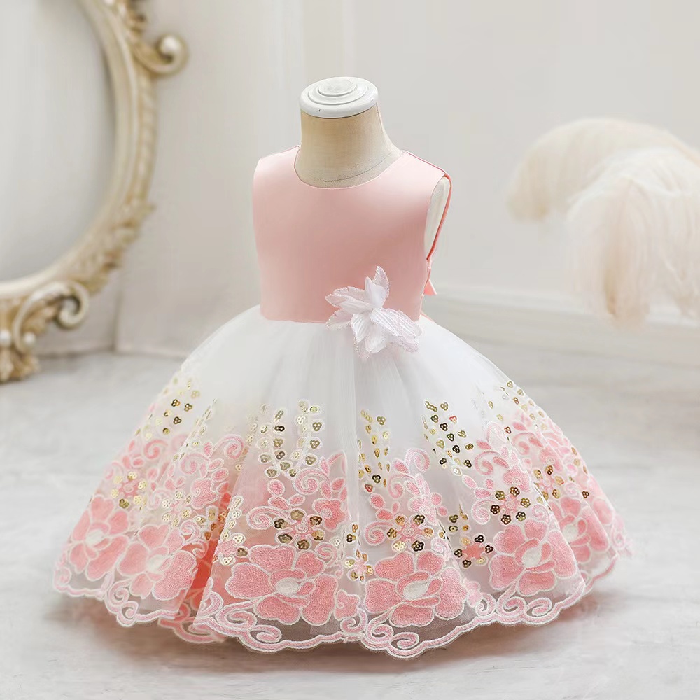 Flower Girl Dresses For Weddings Cute Lovely Girl's Pageant Dresses Sequins Crystal Ruffles A Line Tulle baby birthday gowns modern holy communio