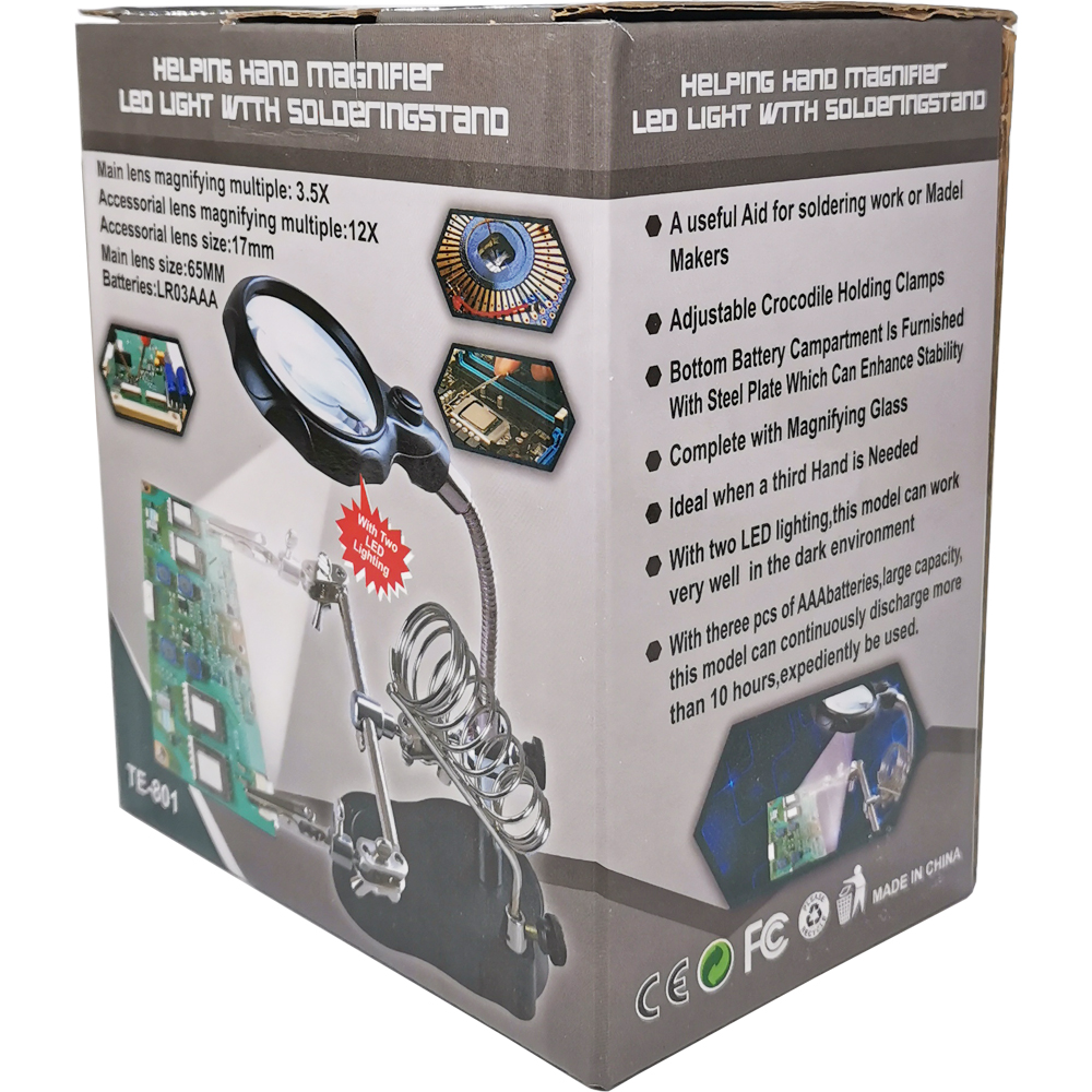 Welding Equipment Helping Hands Soldering Station 35X 12X Magnifying Glass LED Lighted Magnifier with Auxiliary Clips Alligator C2417531