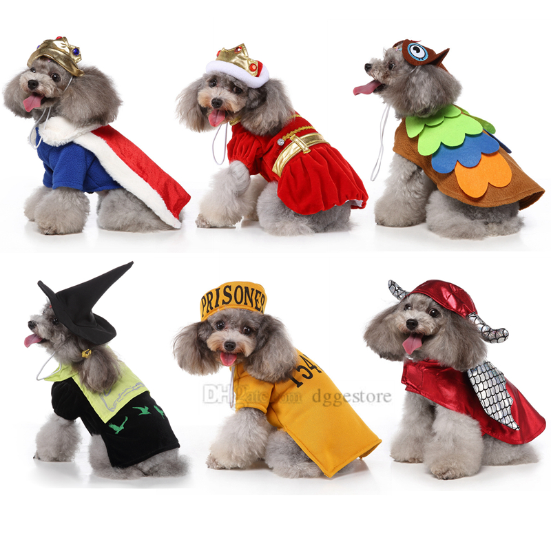 Halloween Carnival Apparel Cute Owl Costume Prince Costumes with Crown Hat Queen Dresses for Dog Cat Kitten Decoration Cosplay Party A528
