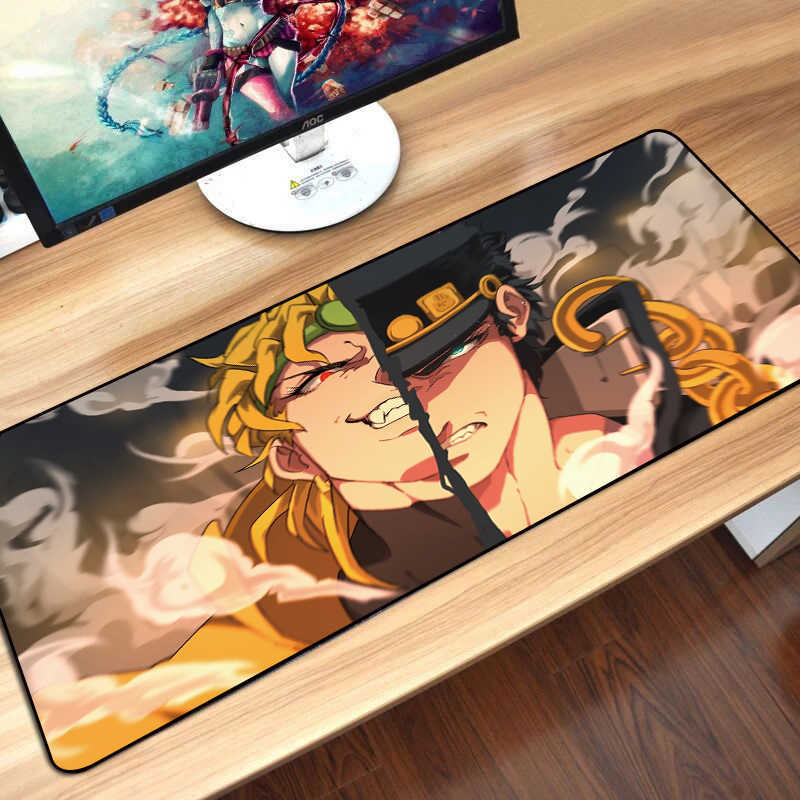 Mouse Pads Wrist Rests 80x30cm Gaming Mousepad Locking Edge Anime Computer Rubber Mouse Pad for JOJO Bizarre Adventure Large Cartoon Keyboard Desk Mat