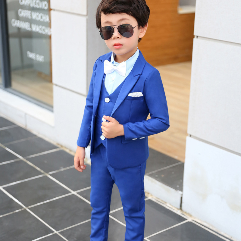 Suits Kids Royal Blue Wedding Suit For Boys Birthday Pography Dress Child Red Blazer School Performance Party Prom Clothing Set 230216