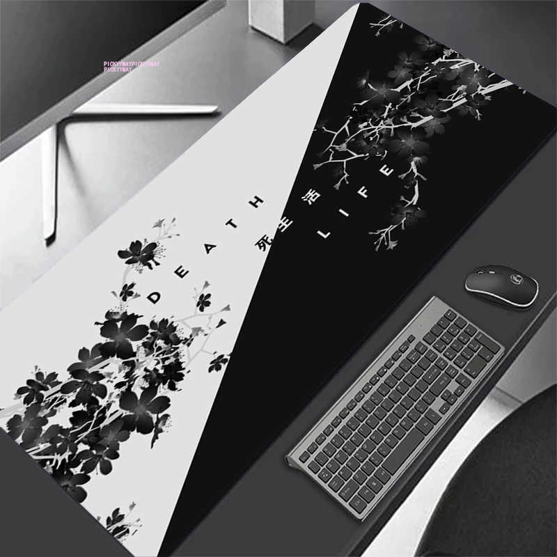 Mouse Pads Wrist Rests Mouse Pad Black And White Large Company Mousepad Keyboard Mat XXXL Mouse Mats 31.4x11.8in Rubber Desk Pad Pffoce Design Desk Ru