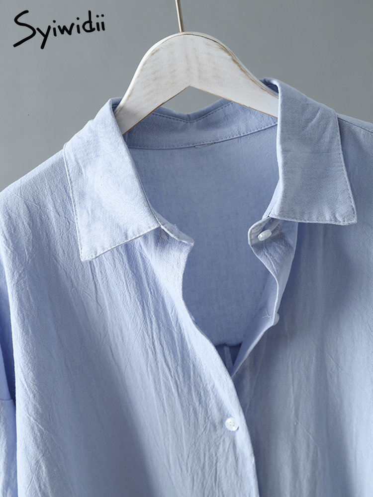 Casual Dresses Syiwidii Long White Shirt Dress for Women Linen Cotton Spring Summer Korean Clothing Vintage Oversized Midi Robe 230216