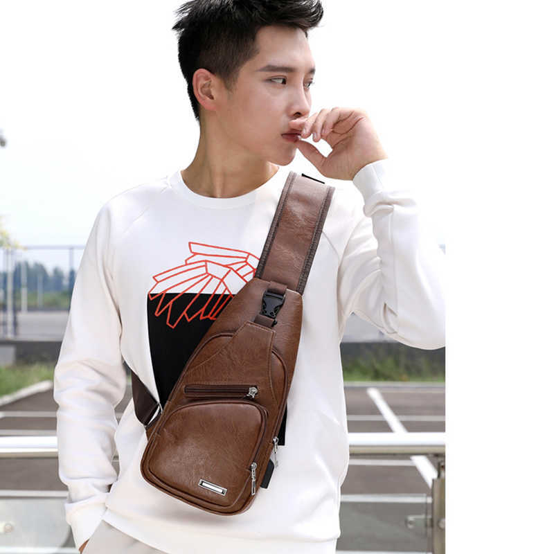 Shoulder Bags Men's USB Chest Bag Designer Men Messenger Crossbody Package PU Leather Shoulder Bags Package Travel Chest Bag Bolso Hombre 0216/23, Dark brown
Shoulder Bags Men's USB Chest Bag Designer Men Messenger Crossbody Package PU Leather Shoulder Bags Package Travel Chest Bag Bolso Hombre 0216/23, Dark brown