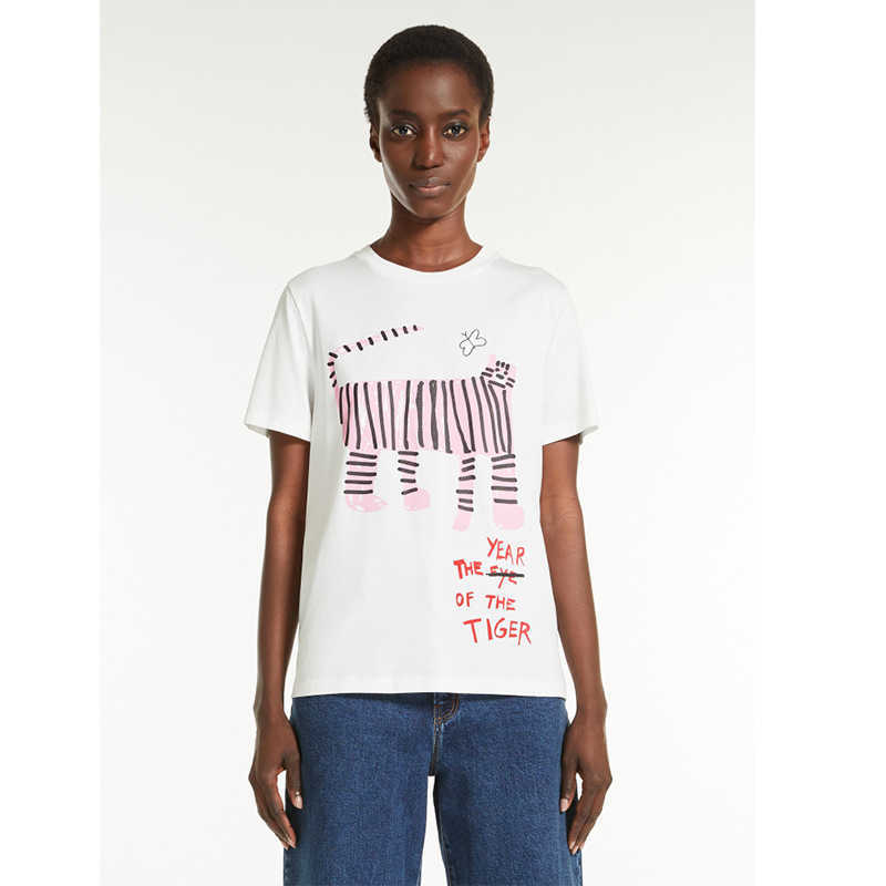 Max Mara Women Designer T shirt Cartoon Stripe Printed Cotton Leisure Fashion Tops Women Short Sleeve T-shirt, White
Max Mara Women Designer T shirt Cartoon Stripe Printed Cotton Leisure Fashion Tops Women Short Sleeve T-shirt, White