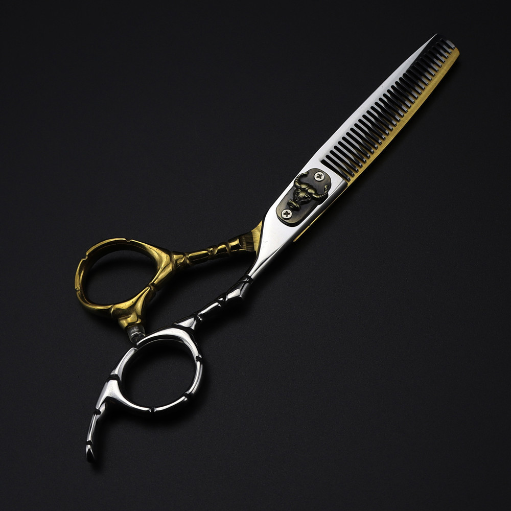 Haircutting Shear Scissors Professional Japan 440C Steel 6 Inch Bull Head Hair Cutting Haircut groom shear Thinning Barber Cut Shears Hairdressing Sci