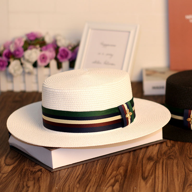Colored Ribbon Wide Brim Hats with Bee Adult Adjustable Flat Top Straw Hats Lady Outdoor UV Protection Sun Hat, Black
Colored Ribbon Wide Brim Hats with Bee Adult Adjustable Flat Top Straw Hats Lady Outdoor UV Protection Sun Hat, Black