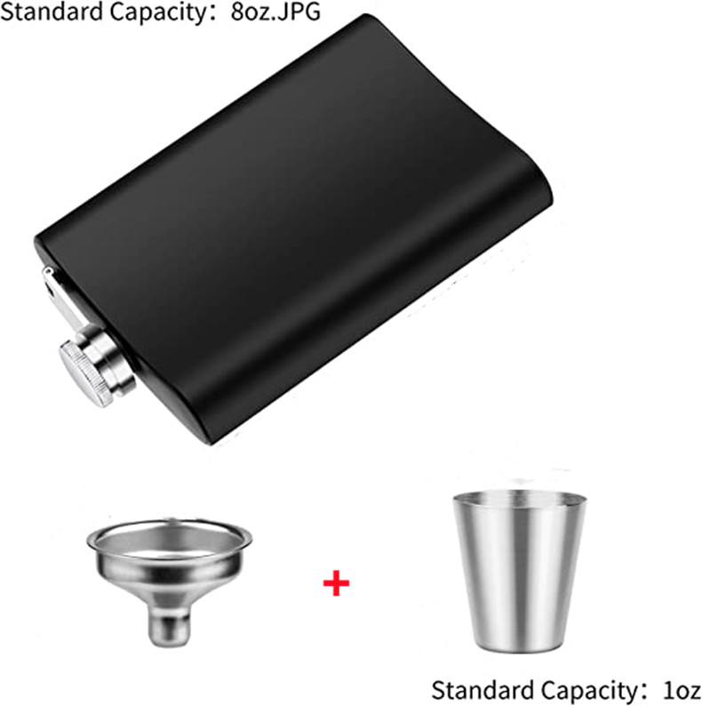 8oz Stainless Steel Hip Flask Matte Black Flask Set Leak Proof Drinking Liquor Flask with 30ml Shot Cups and Funnel for Drinking Alcohol Whiskey DIY
