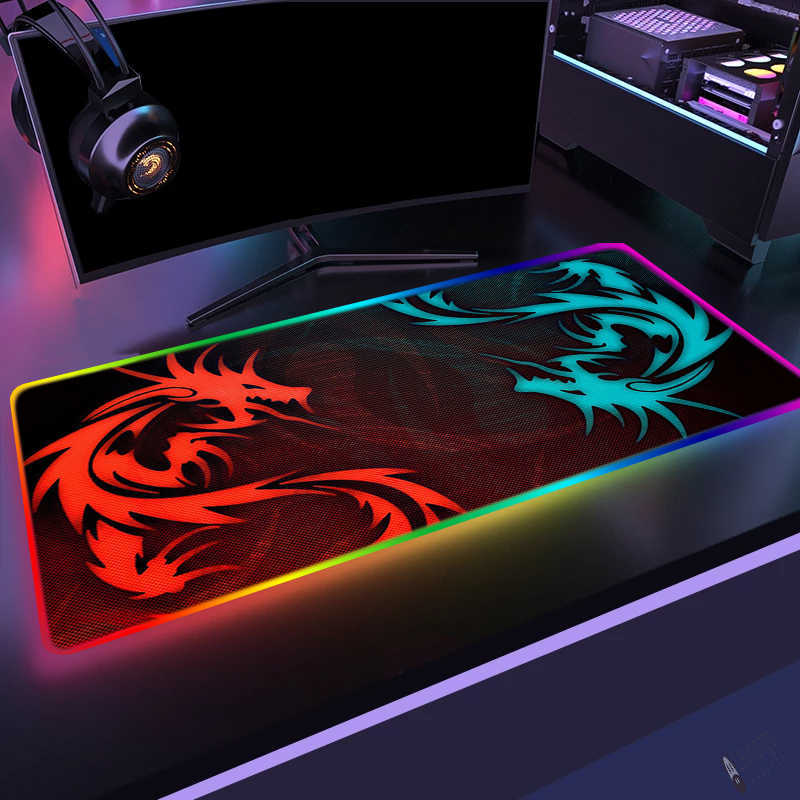 Mouse Pads Wrist Rests Red Dragon Gaming Keyboard Pad Msi RGB Computer Mouse Pad Gamer Desk Mat Mousepad Pc Gamer Complete Kawaii Gaming Accessories T230215