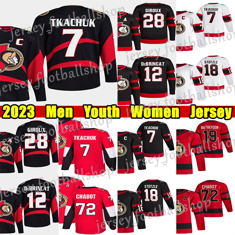 

#7 Brady Tkachuk Reverse Retro hockey jersey #12 Alex DeBrincat #28 Claude Giroux Thomas Chabot Tim Stutzle Drake Batherson Cam Talbot Josh Norris Artem Zub jerseys, White men