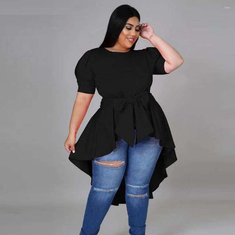Women's Blouses Elegant Loose Casual Round Neck Lace-Up Top Short Sleeve Solid Color Long Swing T-Shirt Commuter Shirt Summer 2023, Black
Women's Blouses Elegant Loose Casual Round Neck Lace-Up Top Short Sleeve Solid Color Long Swing T-Shirt Commuter Shirt Summer 2023, Black