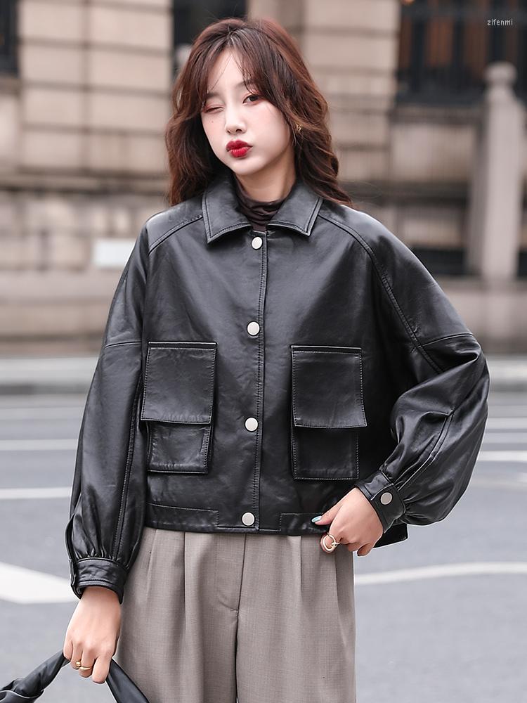 Women's Leather Women Turn-down Collar Button Jacket Casual Lady Loose PU Coat Windproof Motorcycle, Black
Women's Leather Women Turn-down Collar Button Jacket Casual Lady Loose PU Coat Windproof Motorcycle, Black