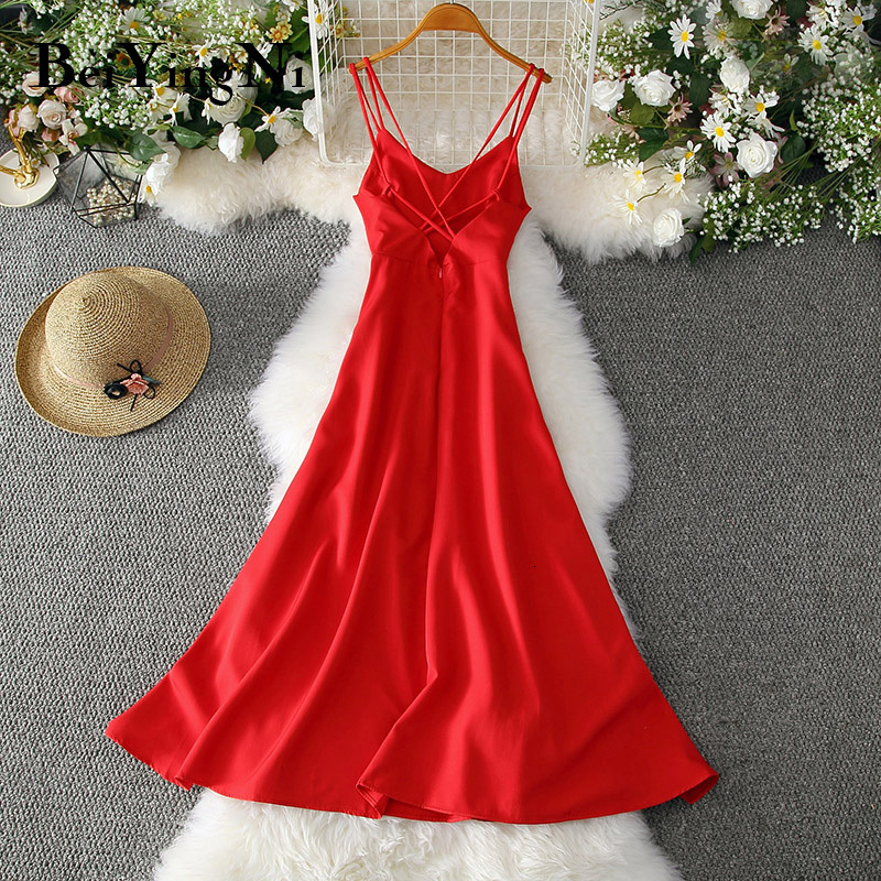 Casual Dresses Beiyingni Women Beach Boho Strap Sexy Party Club White Black Backless High Waist Vacation Street Maxi 230217