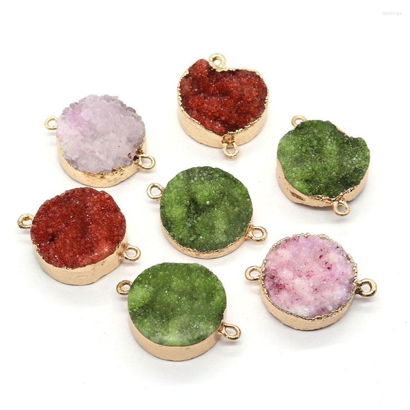 Pendant Necklaces 2pcs/pack Round Shaped Crystal Connectors Natural Semi-precious Stone Double Ring 4Colors DIY For Making Necklace
Pendant Necklaces 2pcs/pack Round Shaped Crystal Connectors Natural Semi-precious Stone Double Ring 4Colors DIY For Making Necklace