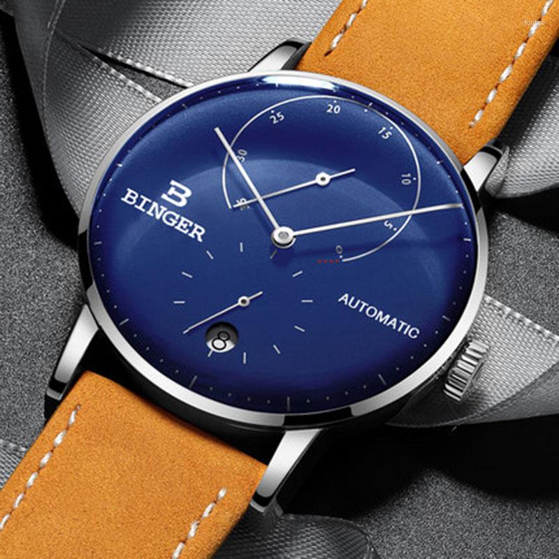 Wristwatches Original BINGER Brand Men Stainless Steel Automatic Mechanical Male Leather Strap Watch Self-wind Cruve Surface Big Blue Dial, 04
Wristwatches Original BINGER Brand Men Stainless Steel Automatic Mechanical Male Leather Strap Watch Self-wind Cruve Surface Big Blue Dial, 04