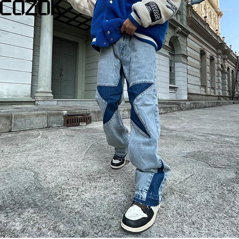 Men' Jeans Harajuku Stars Letter Embroidery Patchwork Straight Pants Mens Retro Ripped Oversized Casual Washed Denim Trousers, Blue
Men' Jeans Harajuku Stars Letter Embroidery Patchwork Straight Pants Mens Retro Ripped Oversized Casual Washed Denim Trousers, Blue