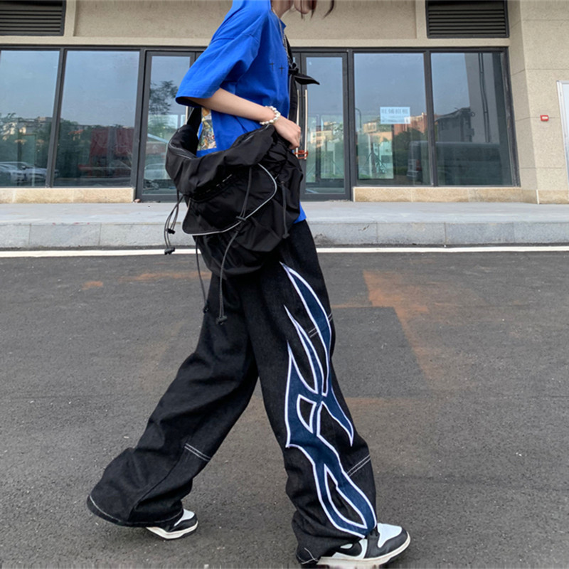 Men's Jeans Dark Streetwear Graphic Print Black Baggy Jeans For Men Pants Straight Hip Hop Gothic Denim Trousers Pantalones Y2K Hombre 230217